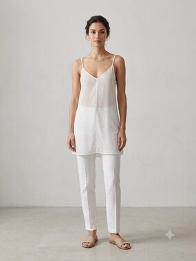 NWT Exquisite Free People V-Neck Mini Cami Tunic Off white S